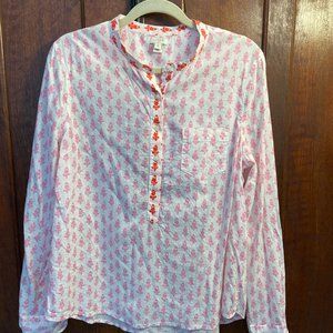 J. Crew Factory light cotton popover shirt in wood block print size XL, EUC